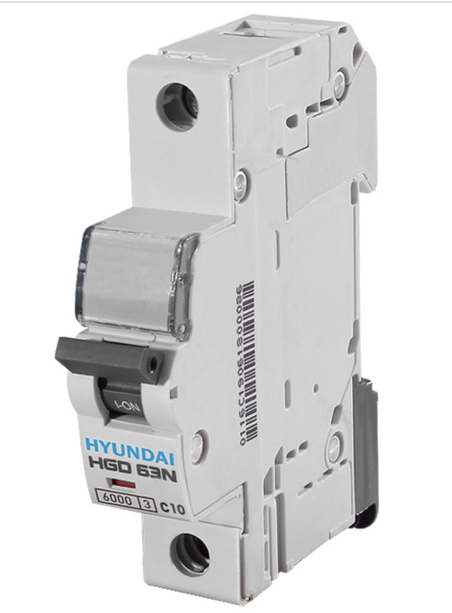 کلید مینیاتوری هیوندای تک‌فاز ۱۰ آمپر تیپ C مناسب تابلو برق خانگی و صنعتی