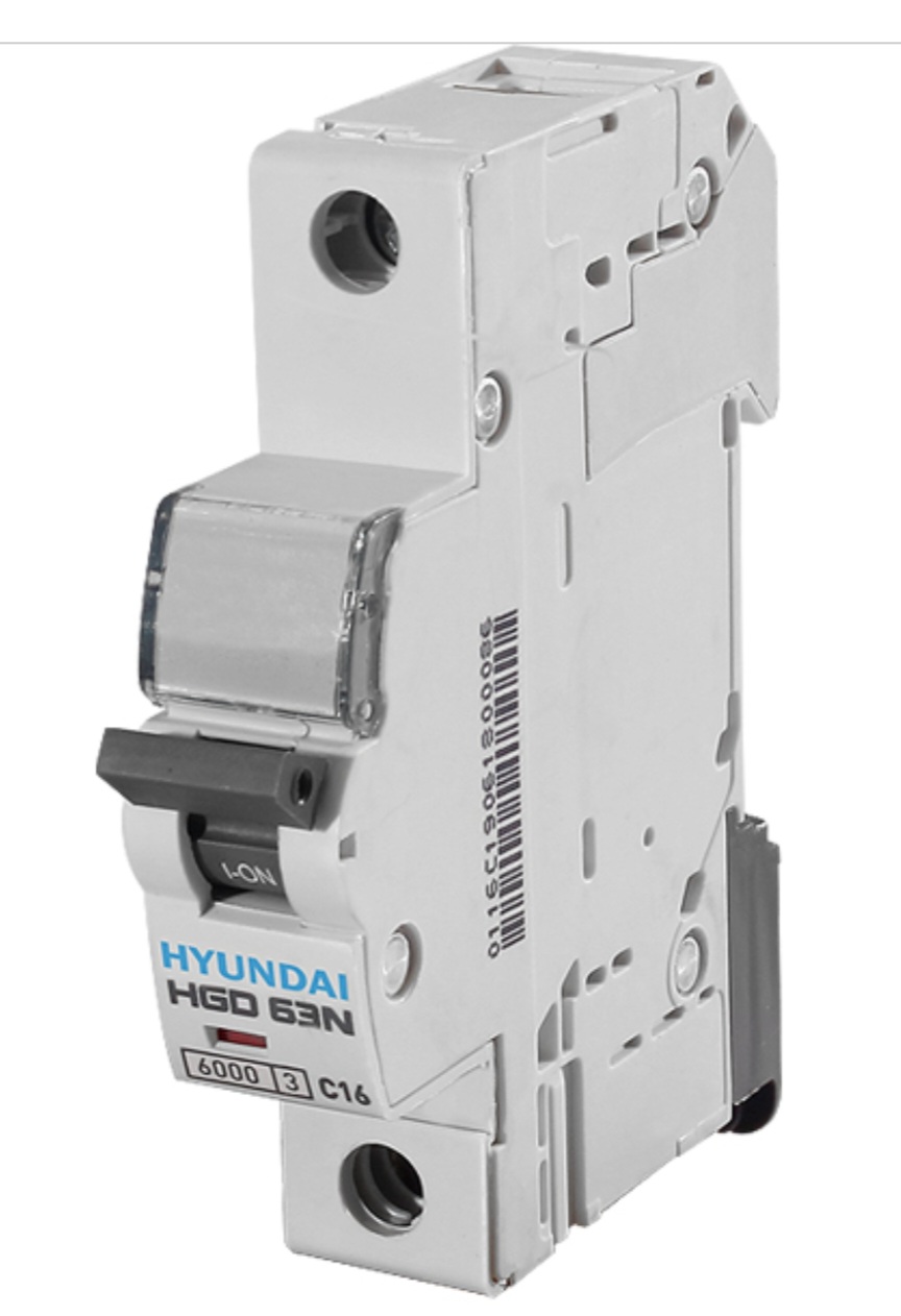 کلید مینیاتوری هیوندای تک‌فاز ۱۶ آمپر تیپ C مناسب تابلو برق خانگی و صنعتی