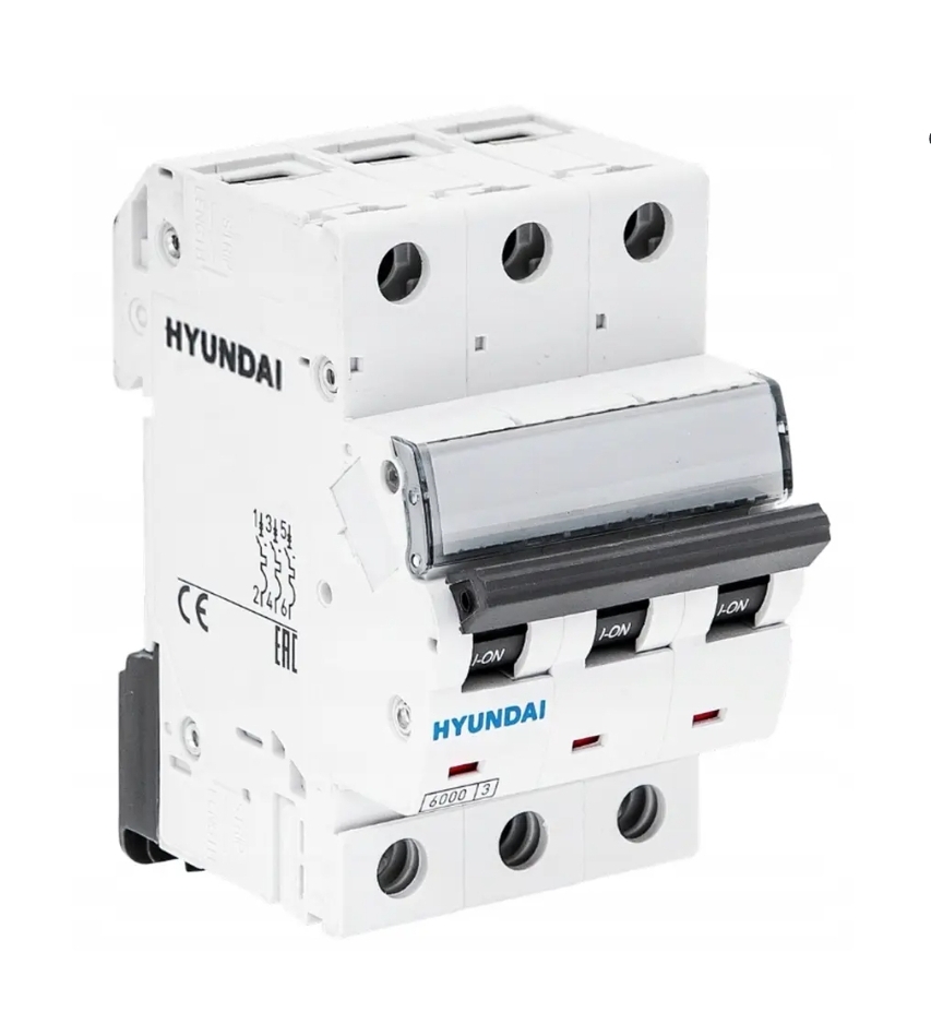 کلید مینیاتوری هیوندای سه‌فاز ۴ آمپر تیپ C مناسب تابلو برق صنعتی و ساختمانی