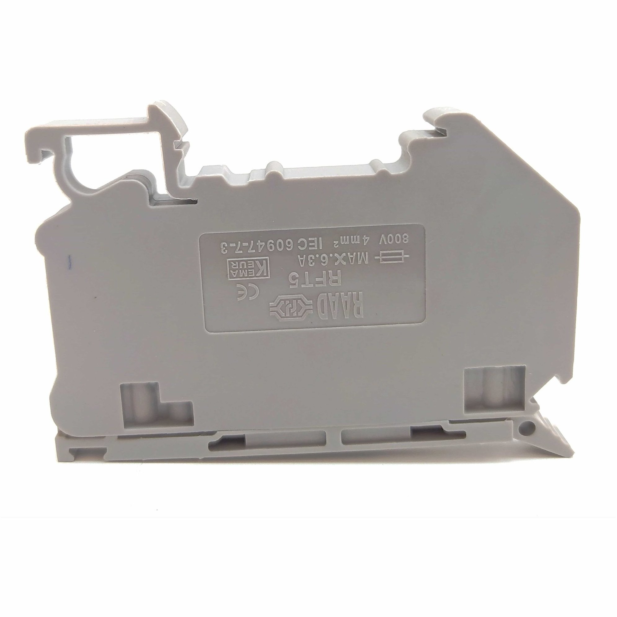 "ترمینال فیوزخور رعد RFT5 نصب ریلی با فیوز ۵×۲۰ میلی‌متر ۳۰۰ ولت ۶.۳ آمپر"